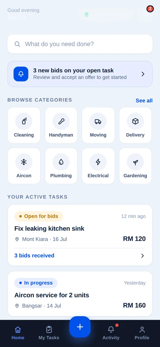 Berespro app, Home screen